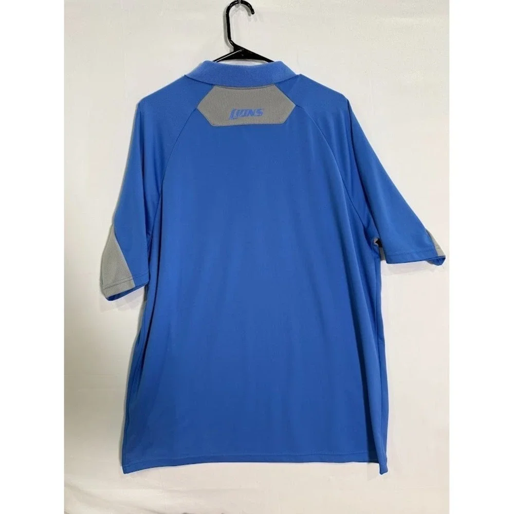 Detroit Lions Polo Shirt Mens XL Blue‎ NFL Football Team Apparel Short Sleeve